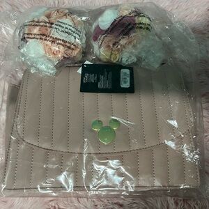 Pink Quilted Bag with Mickey Mouse Logo
